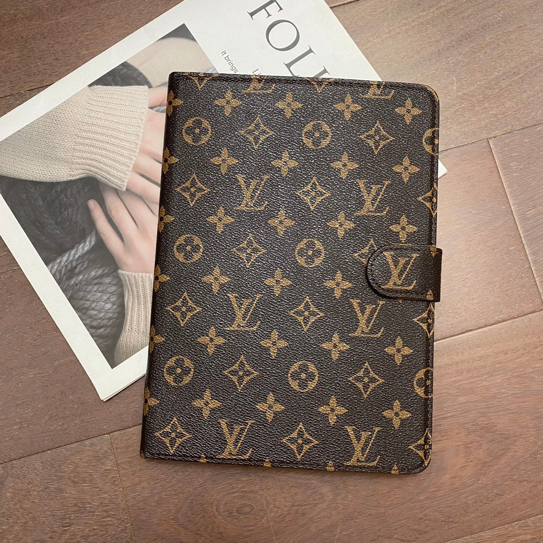 Luxury Canvas Monogram Leather Fresh Summer Theme Pattern Apple iPad case Black - Iphonecasehouse