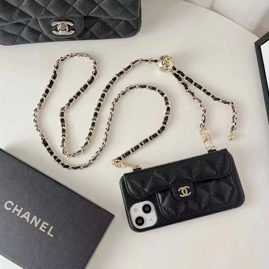 Luxury Wallet iPhone Case With Hand /Crossbody Chain - Iphonecasehouse