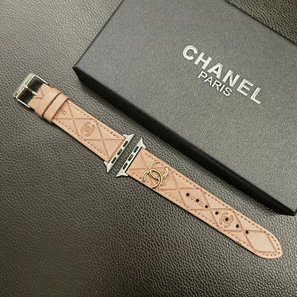 Luxury Gold Monogram 3D Embossed Leather Apple Watch Strap - Iphonecasehouse