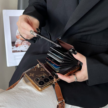 Advanced leather Samsung Case Luxury With Card Wallet And Strap