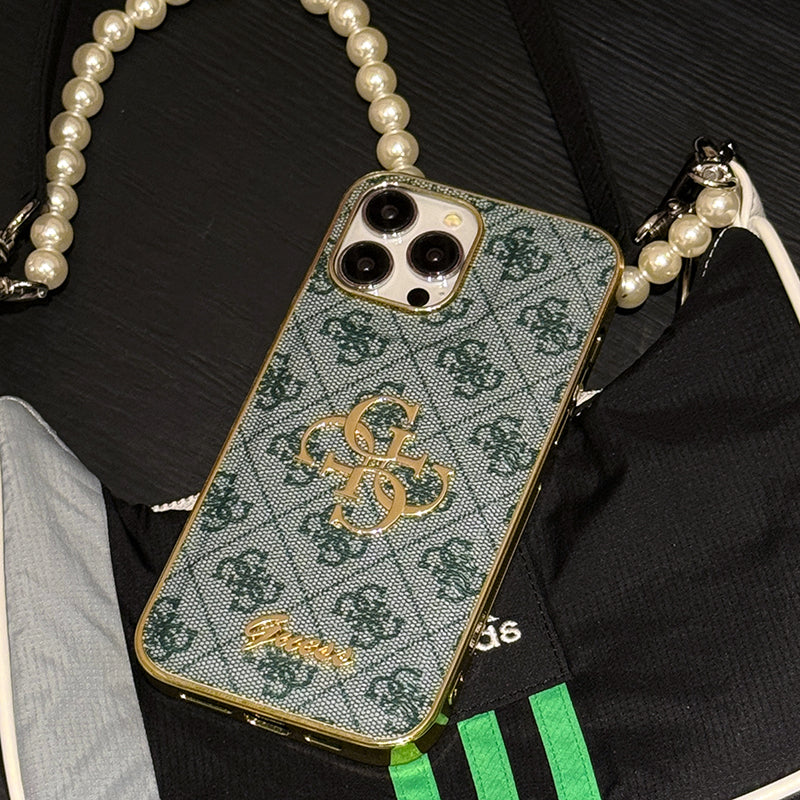 Gue Gold Logo Leather iPhone Case - Iphonecasehouse