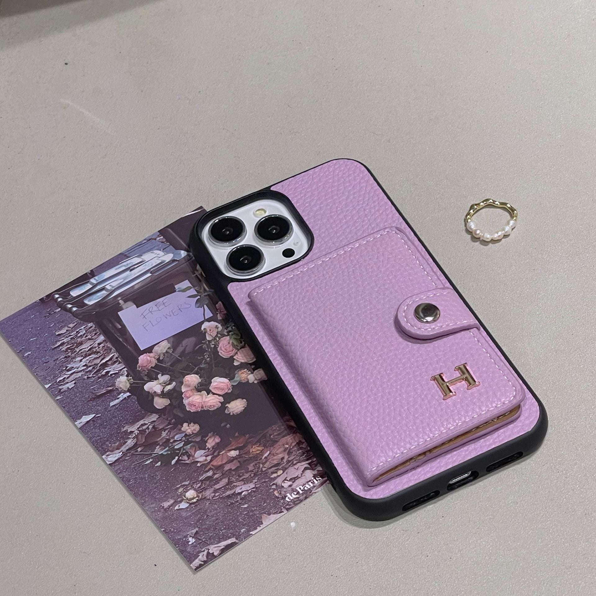 H Leather Card Holder iPhone Case - Iphonecasehouse
