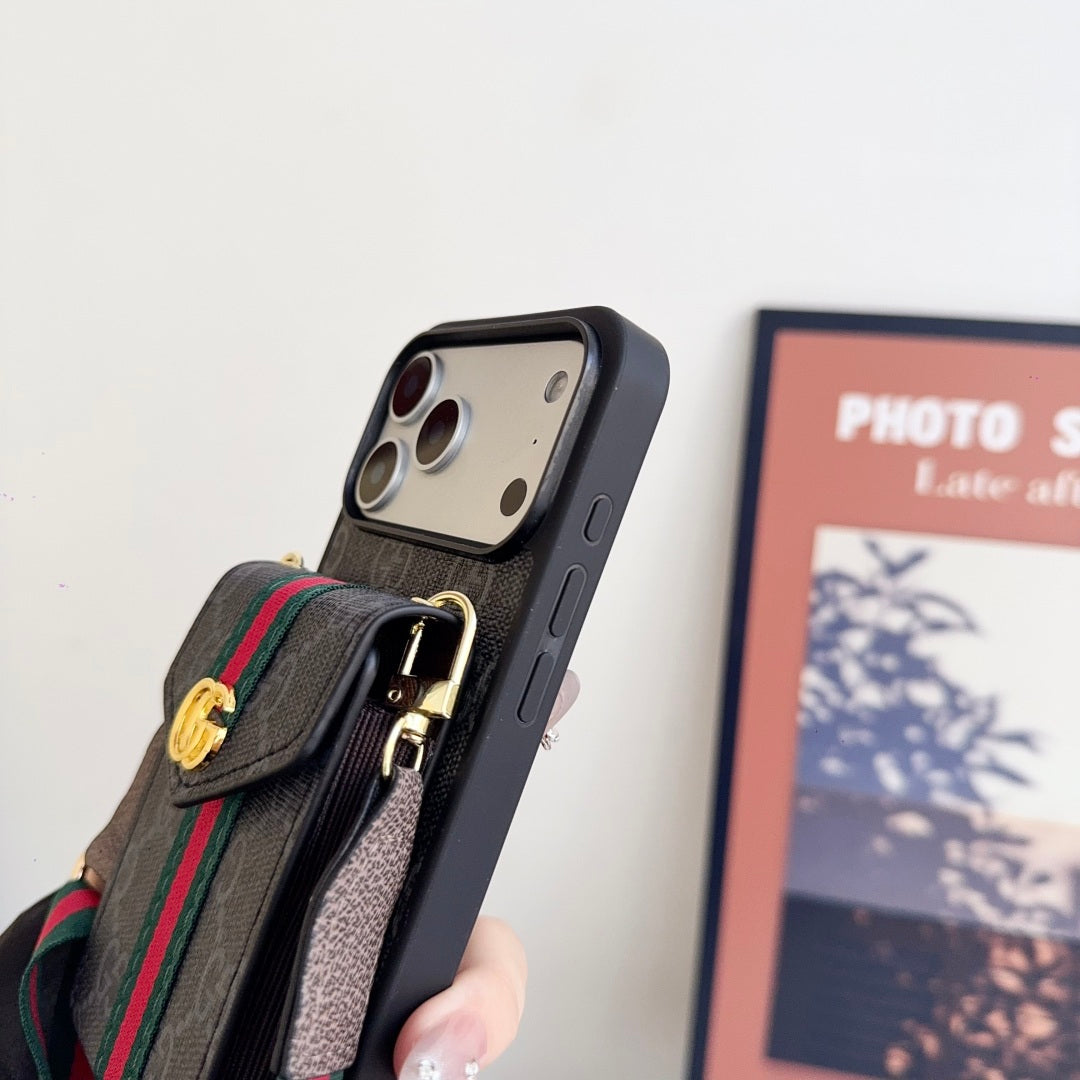 Iphone 17 Pro/Max/Air Advanced leather iPhone Case With Card Wallet And Strap