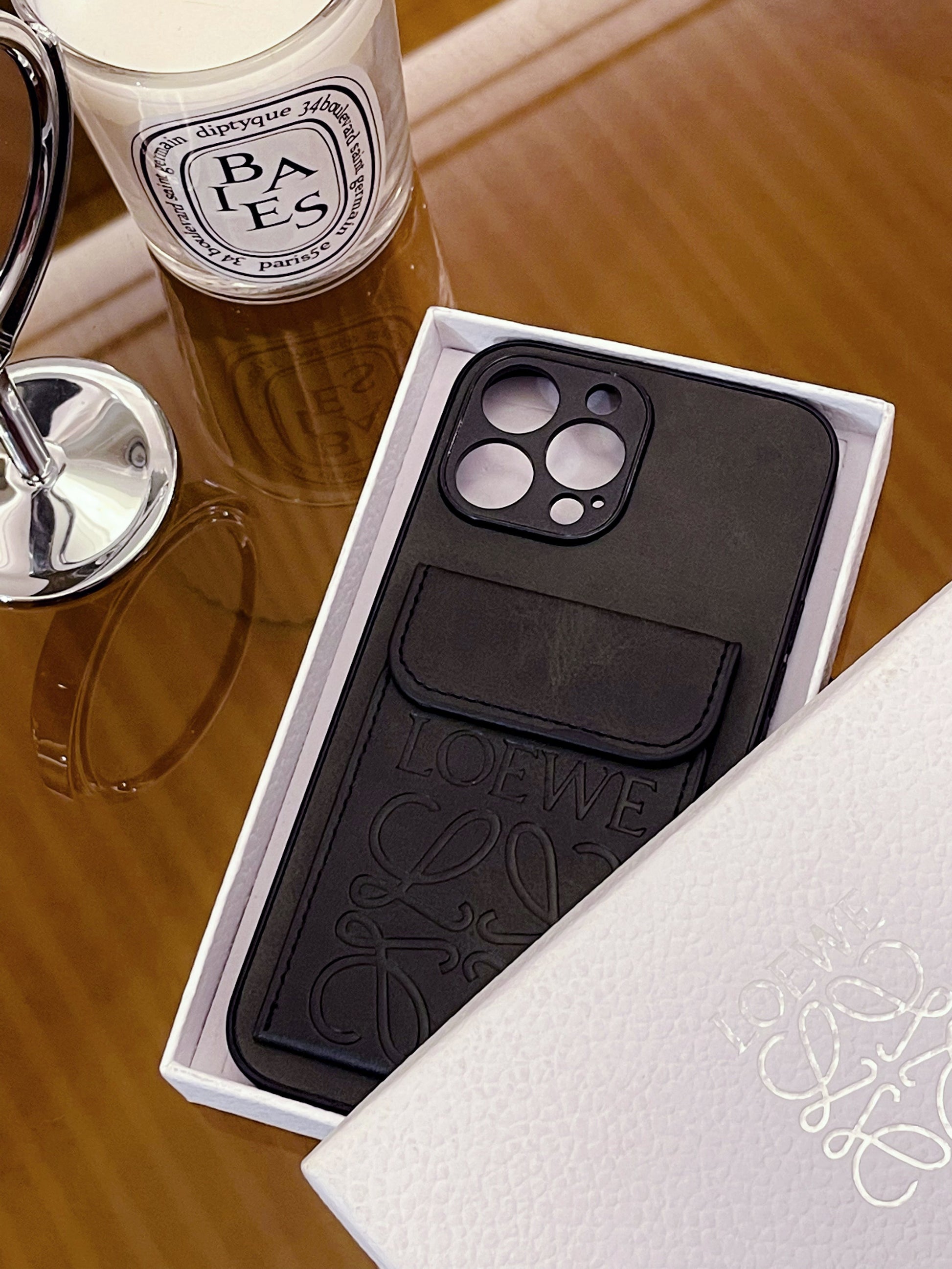 LOEWE iPhone Case With Card Holder Black-LZP241448 - Iphonecasehouse