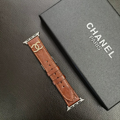 Luxury Gold Monogram 3D Embossed Leather Apple Watch Strap - Iphonecasehouse