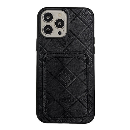 H Leather Card Holder iPhone Case - Iphonecasehouse