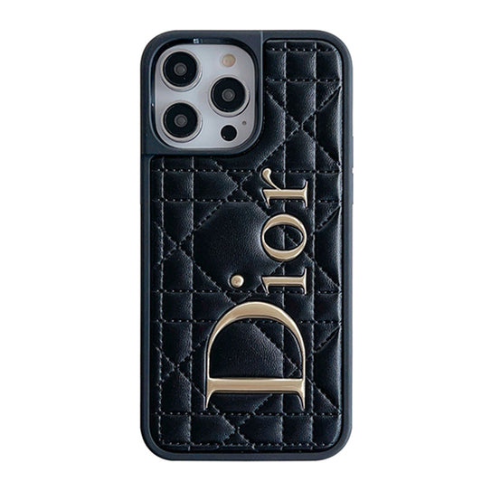CD Gold Logo Leather iPhone Case - Iphonecasehouse