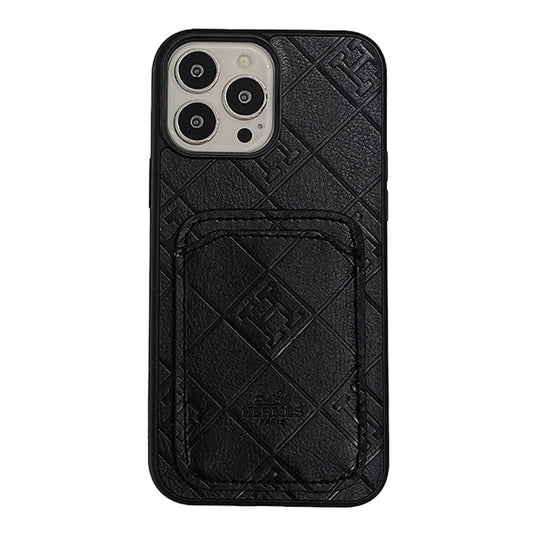 H Leather Card Holder iPhone Case - Iphonecasehouse