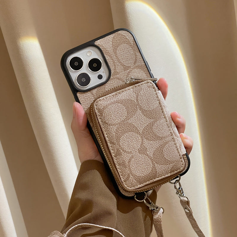 Coach iPhone Case With Wallet Coffee-LQB241412 - Iphonecasehouse
