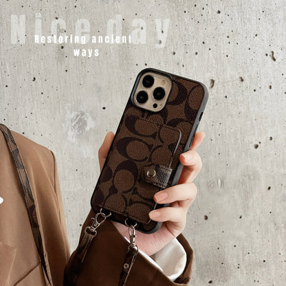 Coach iPhone Case With Wallet And Strap Brown -SZK240402 - Iphonecasehouse