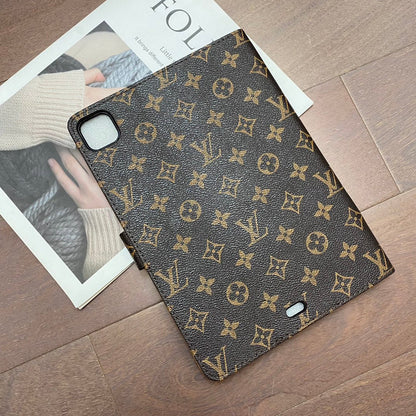 Luxury Canvas Monogram Leather Fresh Summer Theme Pattern Apple iPad case Black - Iphonecasehouse