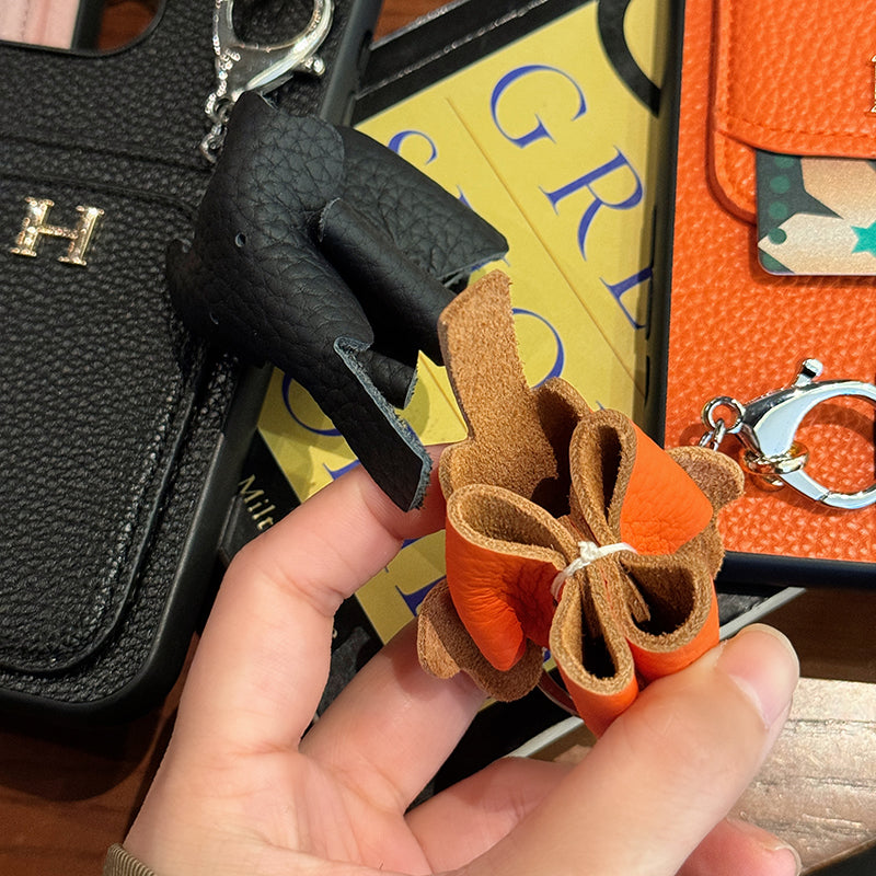 H Card Holder Leather Pendant iPhone Case - Iphonecasehouse