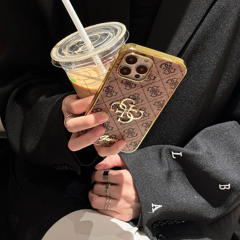 Gue Gold Logo Leather iPhone Case - Iphonecasehouse