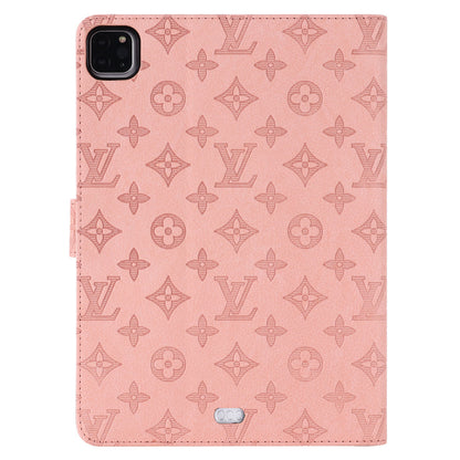 3D Embossed Canvas Monogram Holster Apple iPad Flip Cover With Stand Function - Iphonecasehouse