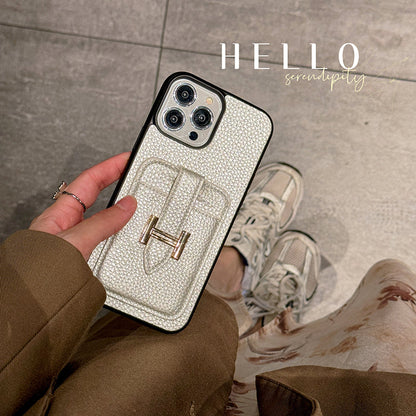 H Card Holder Leather iPhone Case - Iphonecasehouse