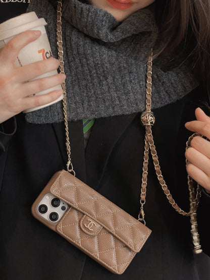 Luxury Wallet iPhone Case With Hand /Crossbody Chain - Iphonecasehouse