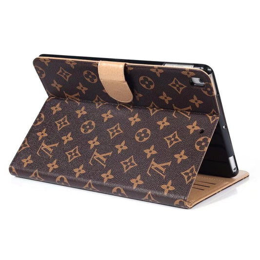 Luxury Canvas Monogram Leather Fresh Summer Theme Pattern Apple iPad case Black - Iphonecasehouse