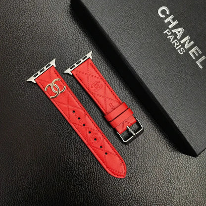 Luxury Gold Monogram 3D Embossed Leather Apple Watch Strap - Iphonecasehouse