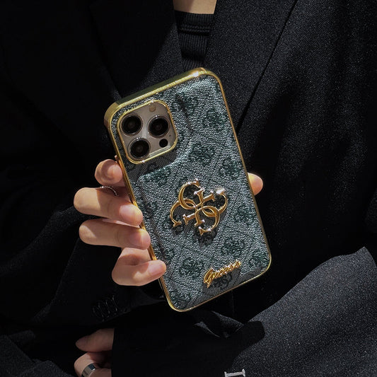 Gue Gold Logo Leather iPhone Case - Iphonecasehouse