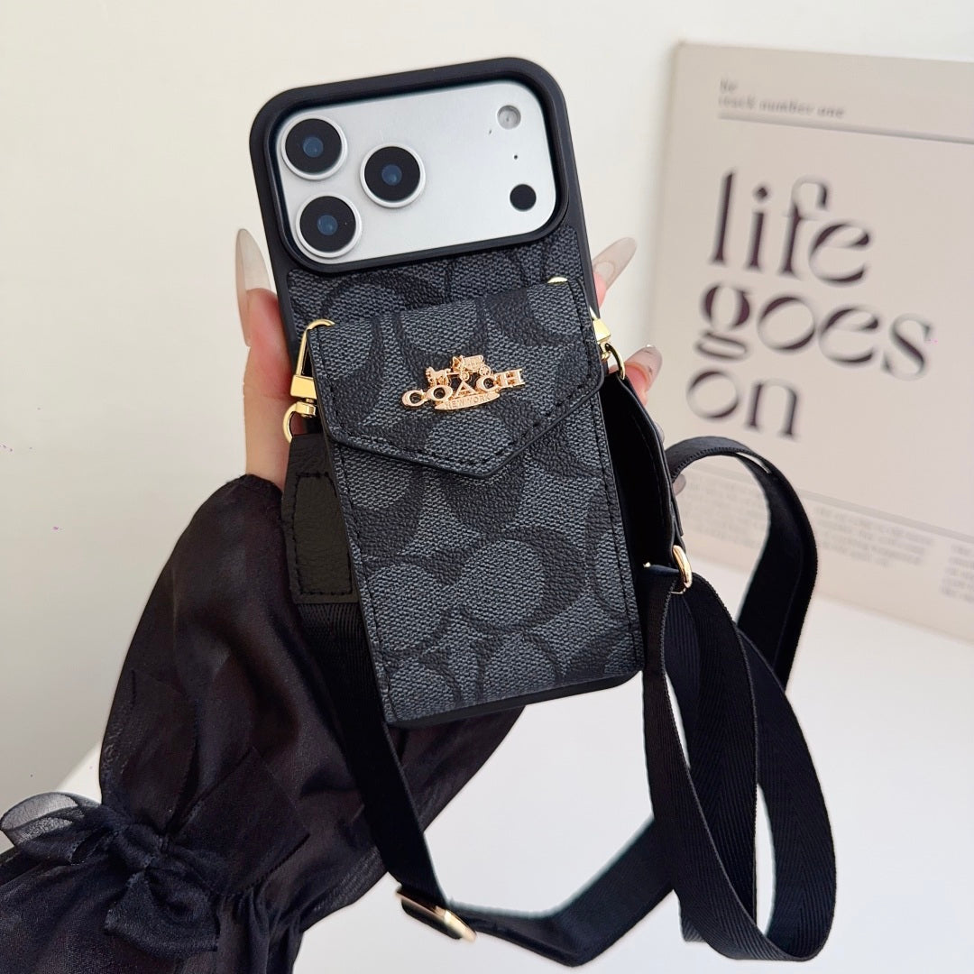 COAC/H Advanced leather iPhone Case With Card Wallet And Strap
