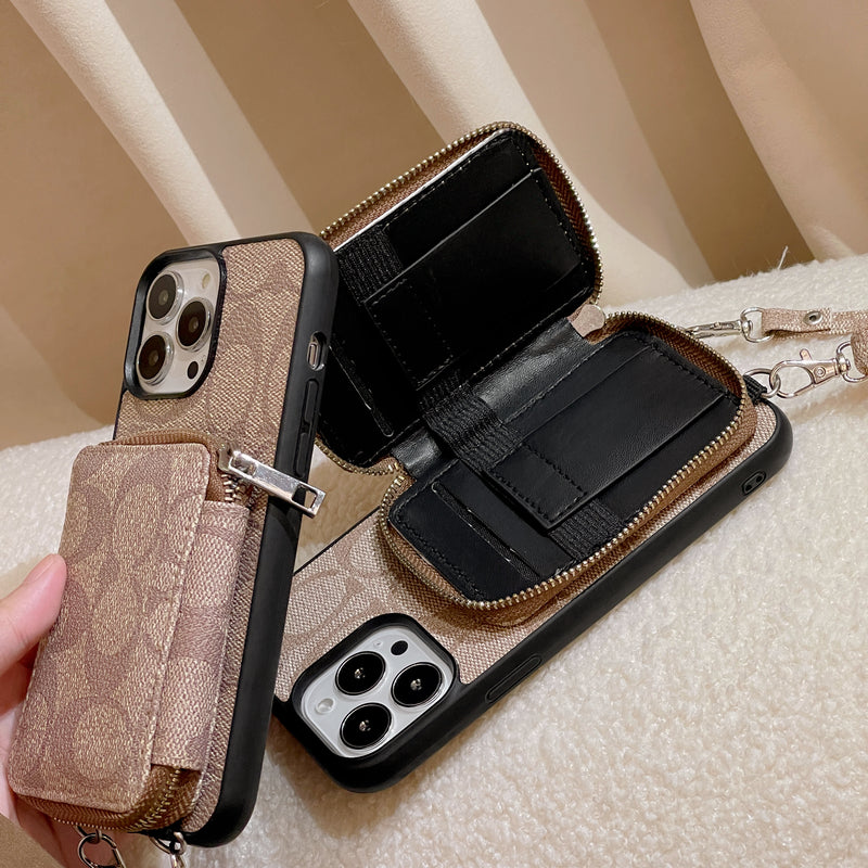 Coach iPhone Case With Wallet Coffee-LQB241412 - Iphonecasehouse
