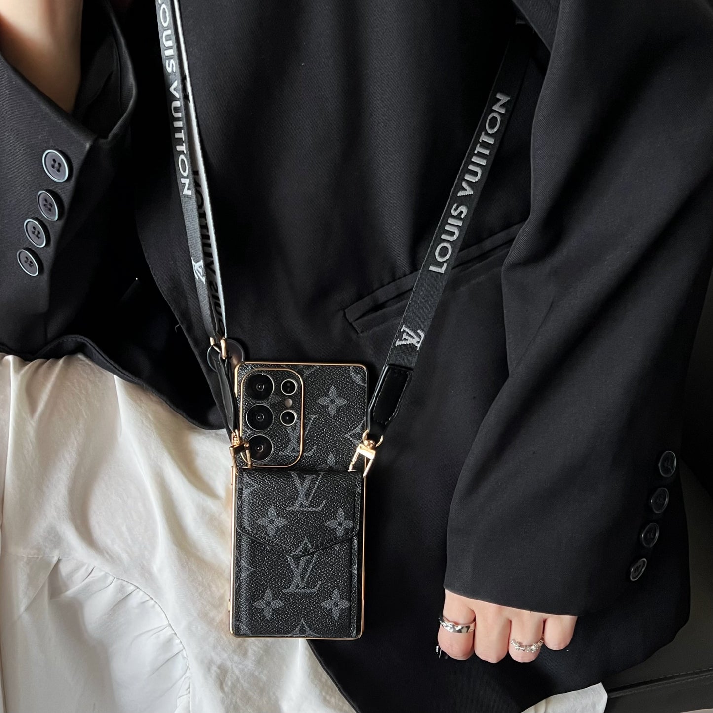 Advanced leather Samsung Case Luxury With Card Wallet And Strap