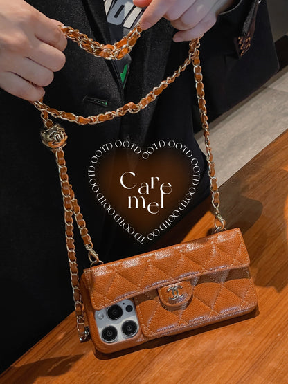 Luxury Wallet iPhone Case With Hand /Crossbody Chain - Iphonecasehouse