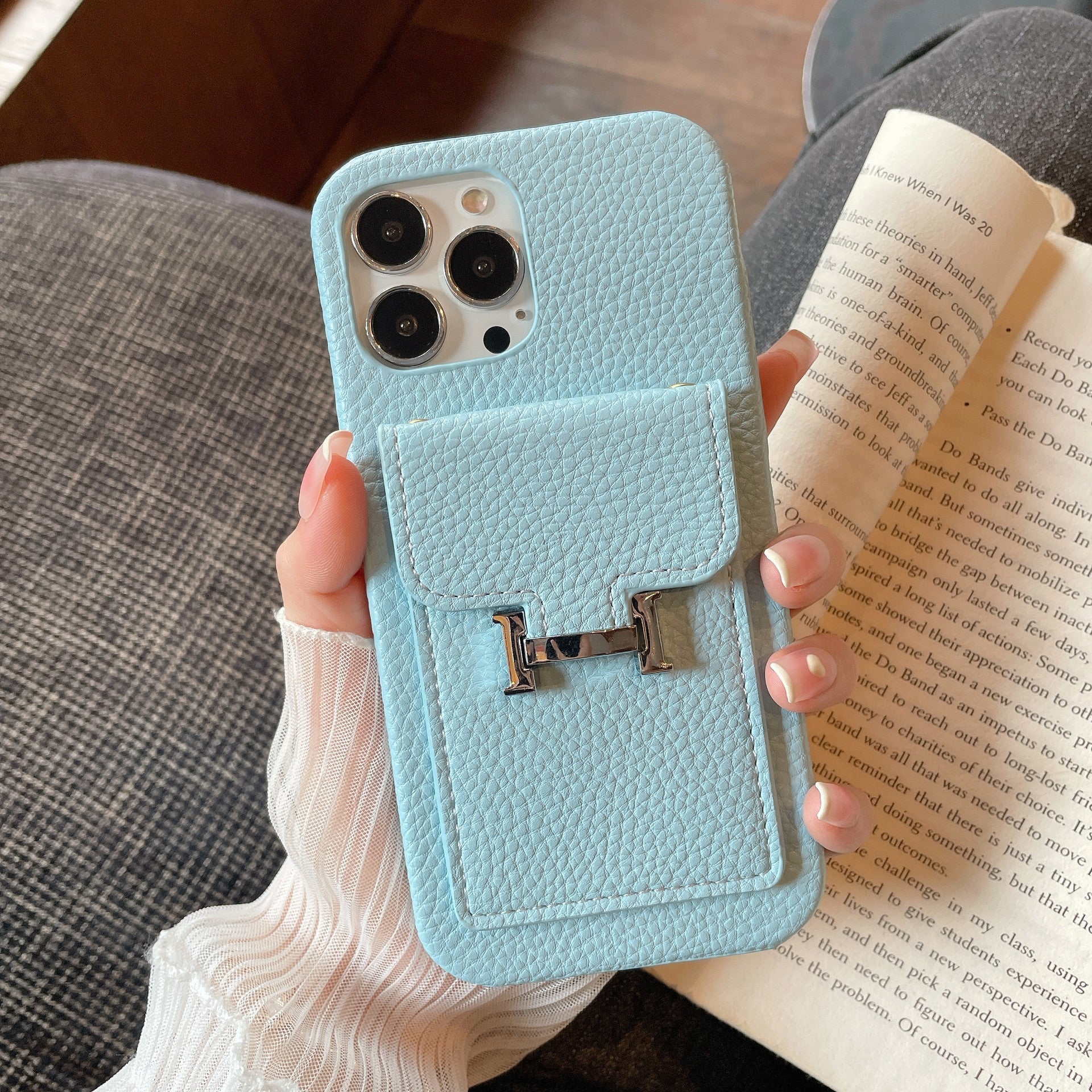H Card Holder Leather iPhone Case - Iphonecasehouse