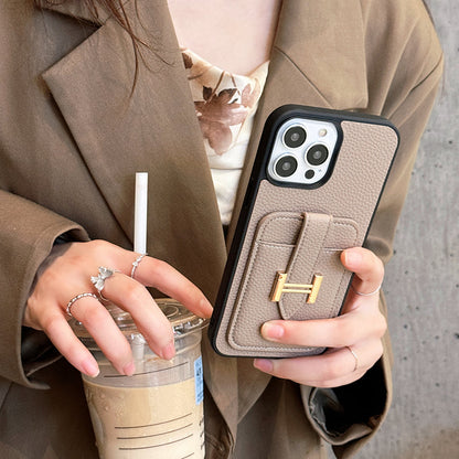 H Card Holder Leather iPhone Case - Iphonecasehouse