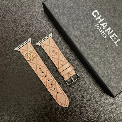 Luxury Gold Monogram 3D Embossed Leather Apple Watch Strap - Iphonecasehouse