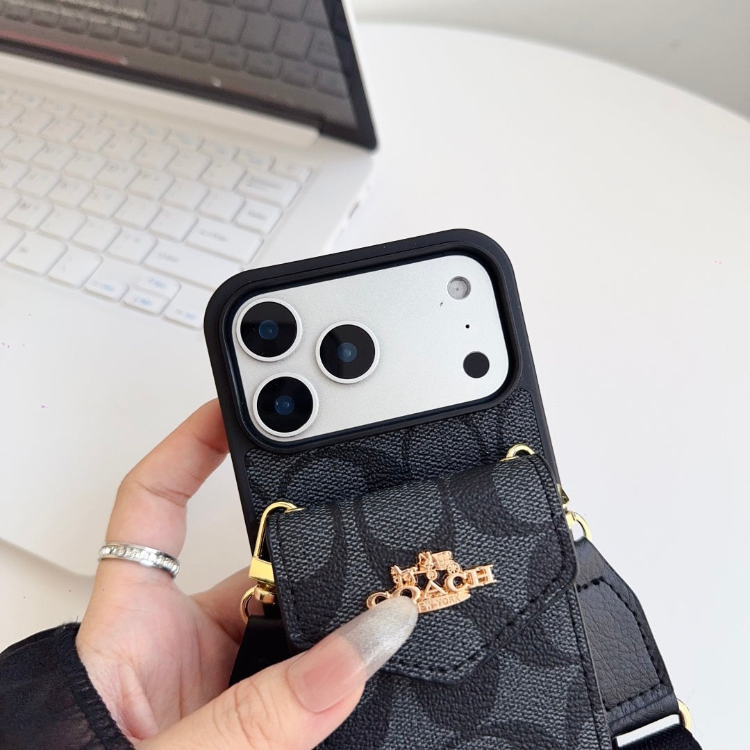 COAC/H Advanced leather iPhone Case With Card Wallet And Strap