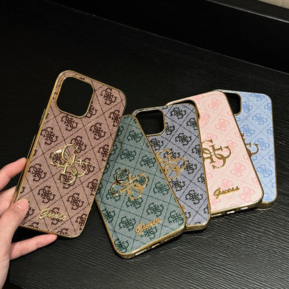 Gue Gold Logo Leather iPhone Case - Iphonecasehouse