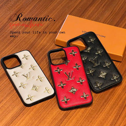 Lou Gold Leather iPhone Case - Iphonecasehouse