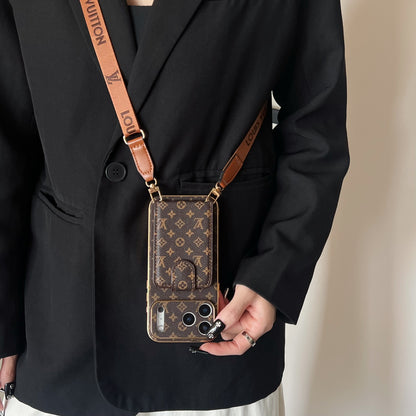 Advanced leather iPhone Case Luxury With Card Wallet And Strap