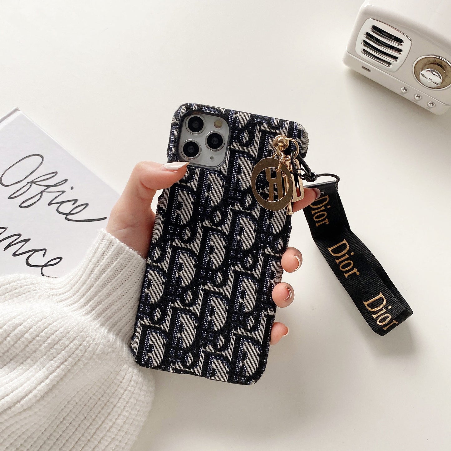 CD iPhone Case With Strap Black-GS240315 - Iphonecasehouse