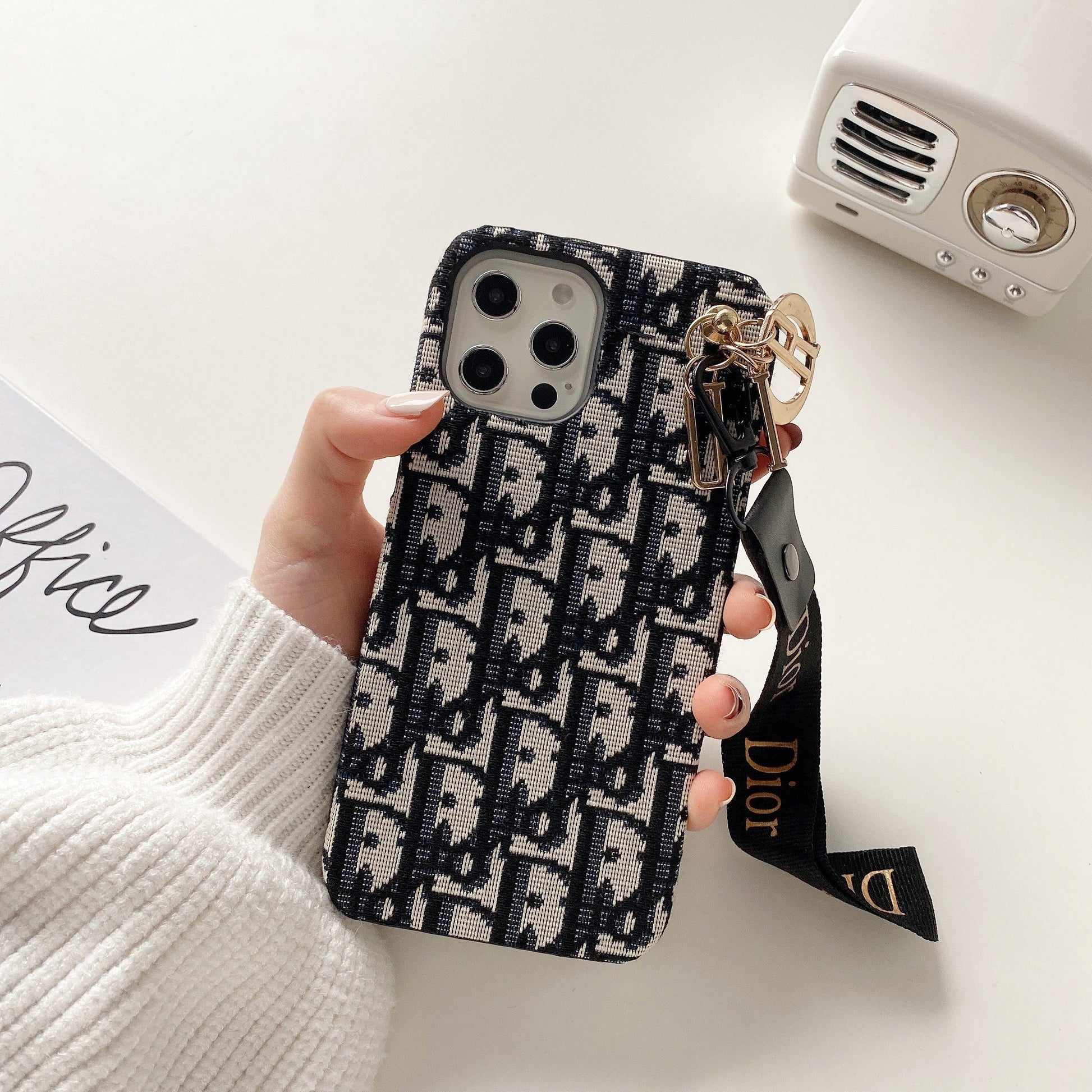 CD iPhone Case With Strap Black-GS240315 - Iphonecasehouse