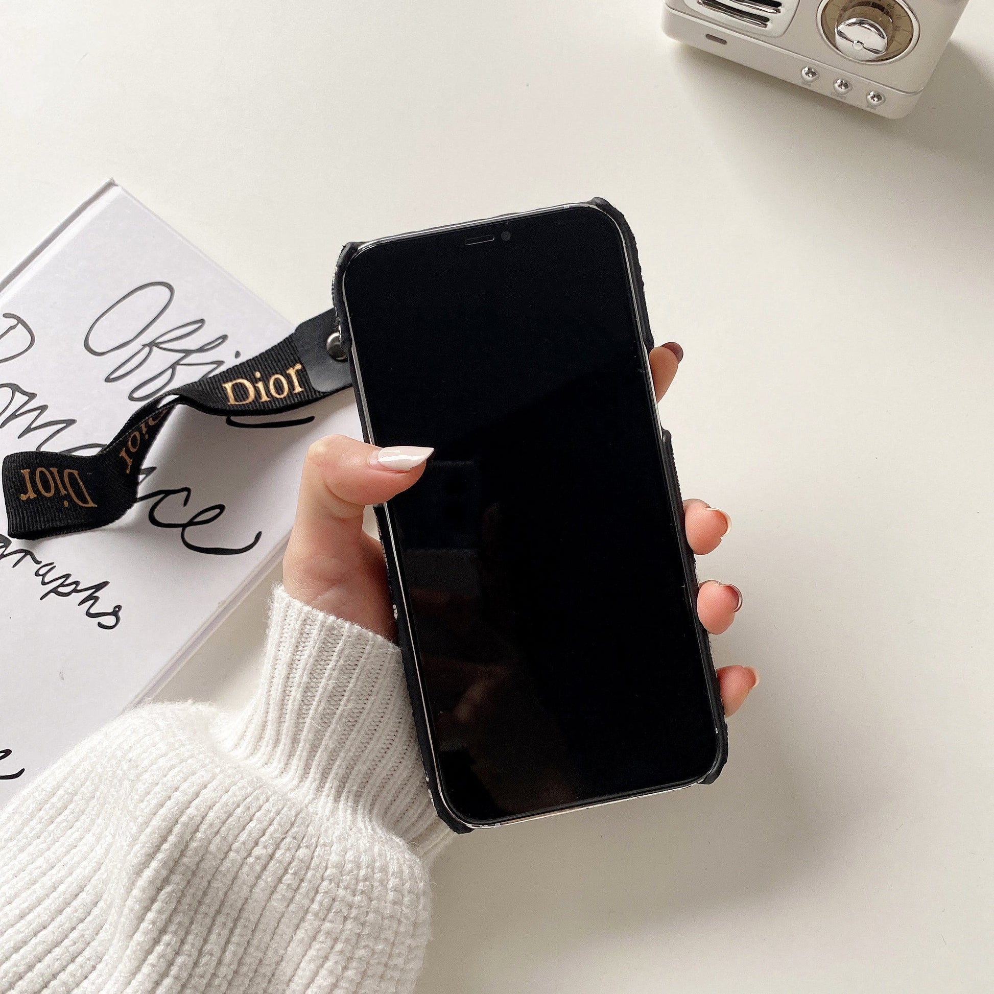 CD iPhone Case With Strap Black-GS240315 - Iphonecasehouse