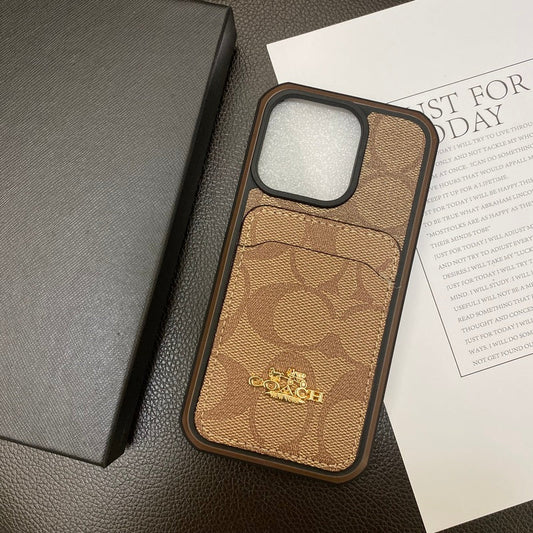 Coach iPhone Case With Card Holder Coffee -KB241416 - Iphonecasehouse