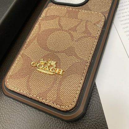 Coach iPhone Case With Card Holder Coffee -KB241416 - Iphonecasehouse