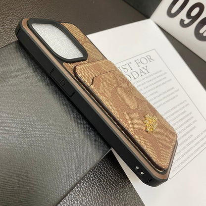 Coach iPhone Case With Card Holder Coffee -KB241416 - Iphonecasehouse