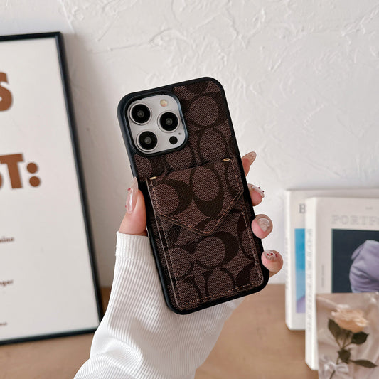 Coach iPhone Case With Card Holder And Strap Dark Brown -SJ240513 - Iphonecasehouse