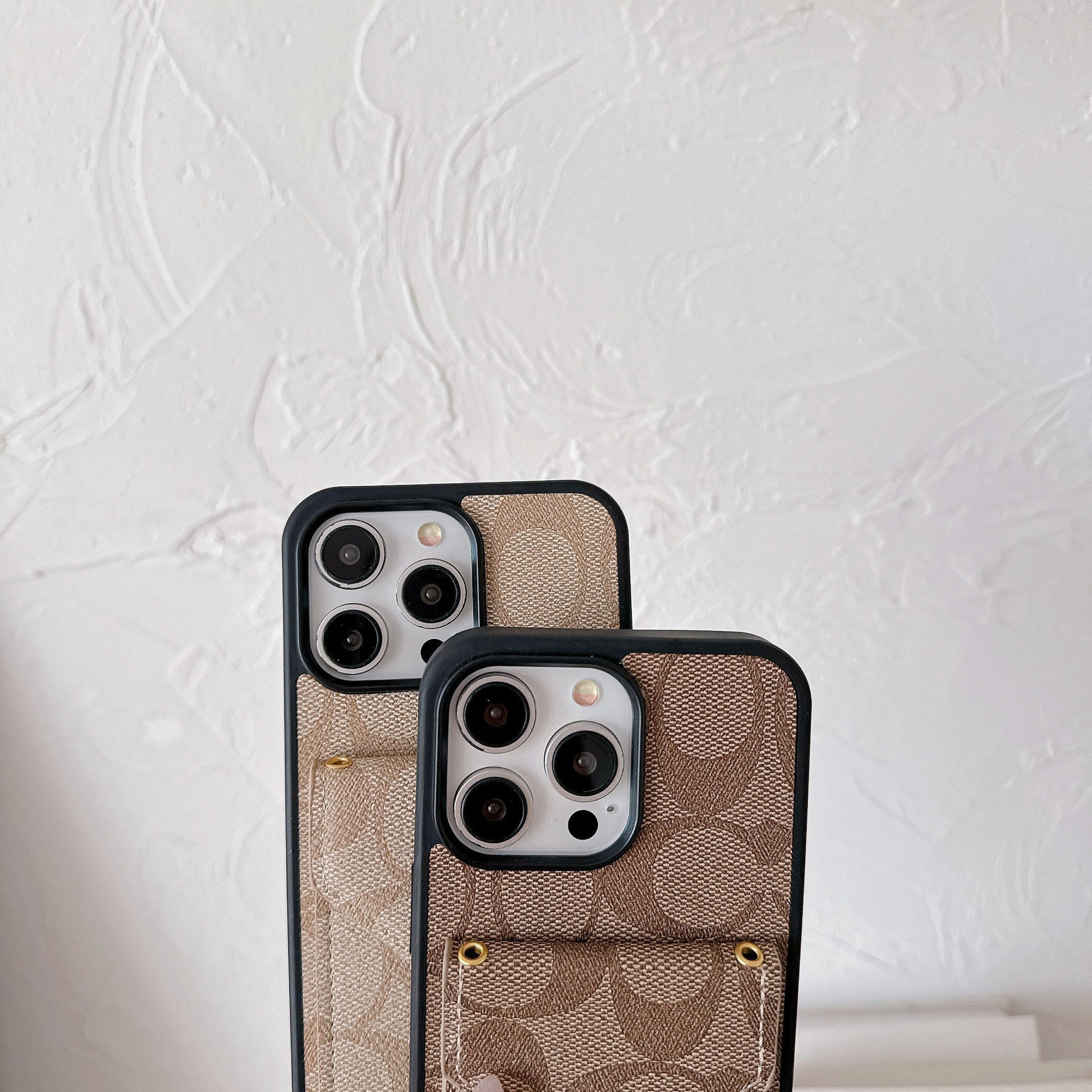 Coach iPhone Case With Card Holder And Strap Light Brown -SJ240513 - Iphonecasehouse
