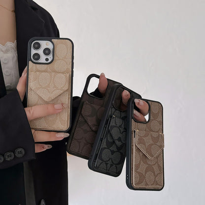 Coach iPhone Case With Card Holder And Strap Light Black -SJ240513 - Iphonecasehouse