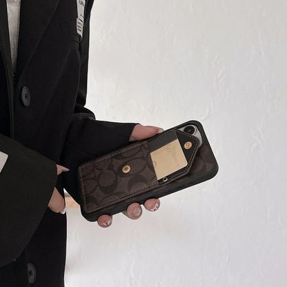 Coach iPhone Case With Card Holder And Strap Dark Brown -SJ240513 - Iphonecasehouse