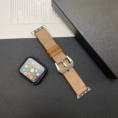 Leather Coach Apple Watch Band Light Brown-YHK244221710 - Iphonecasehouse