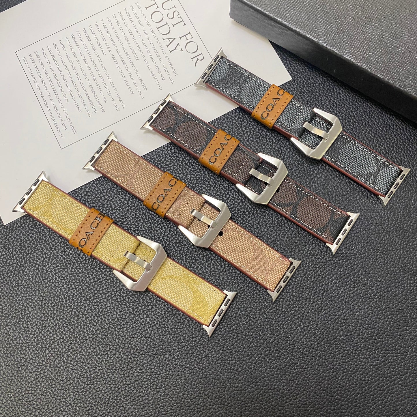 Leather Coach Apple Watch Band Light Brown-YHK244221710 - Iphonecasehouse