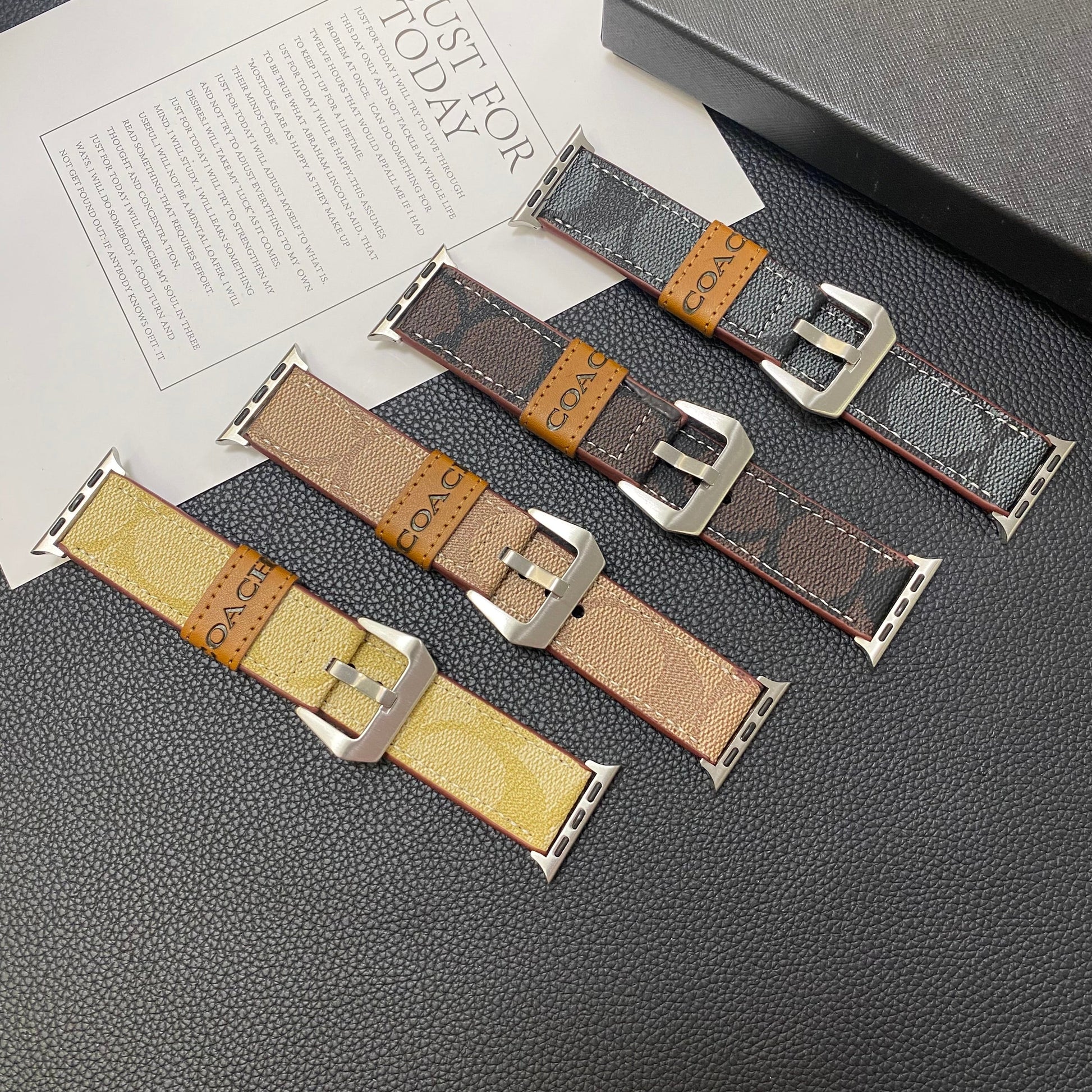 Leather Coach Apple Watch Band Light Brown-YHK244221710 - Iphonecasehouse
