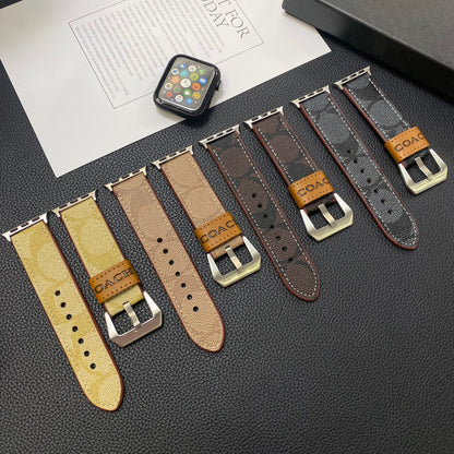Leather Coach Apple Watch Band Light Brown-YHK244221710 - Iphonecasehouse