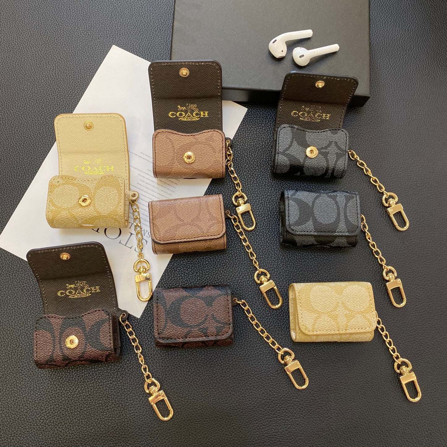 Luxury Coach AirPods Cases Dark brown-YH240425 - Iphonecasehouse