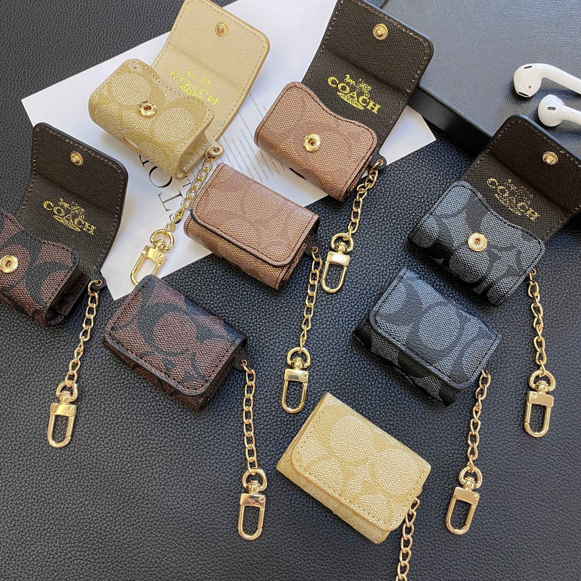 Luxury Coach AirPods Pro Cases Coffee-YH240425 - Iphonecasehouse
